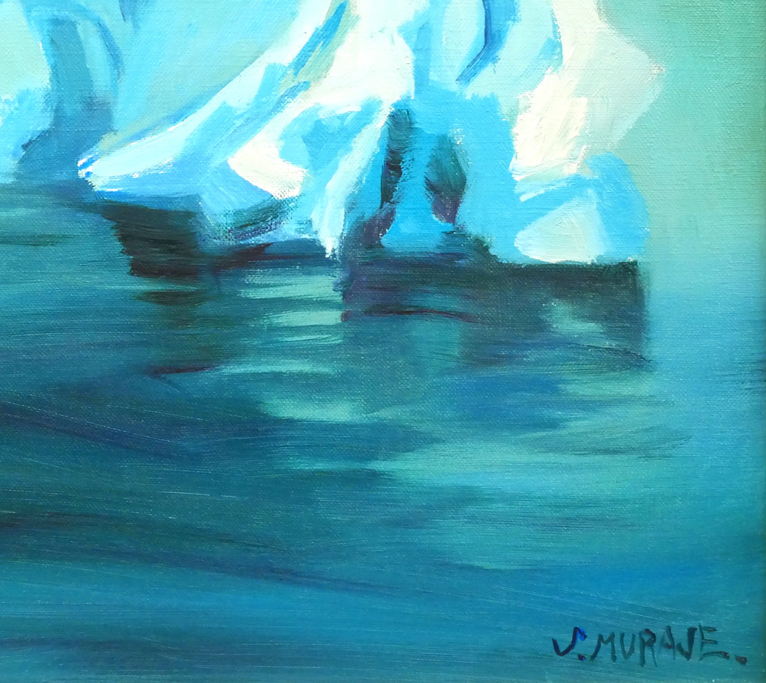 村瀬真治「オホーツク流氷”春氷”」油絵・F6号 拡大画像4