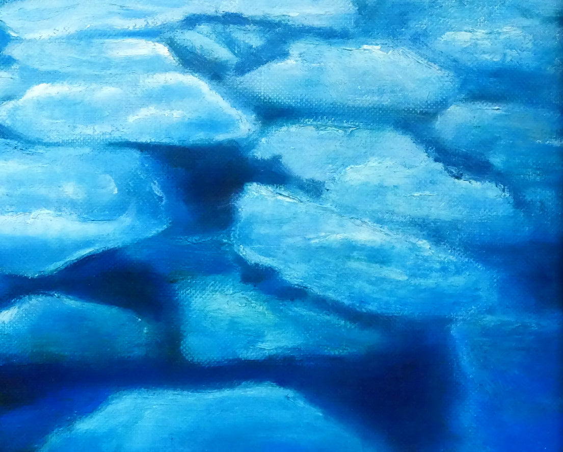 村瀬真治「蓮葉氷」油絵・F4号 拡大画像4