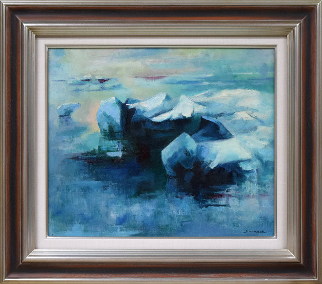 村瀬真治「オホーツク流氷・オーロラの詩」油絵・F8号