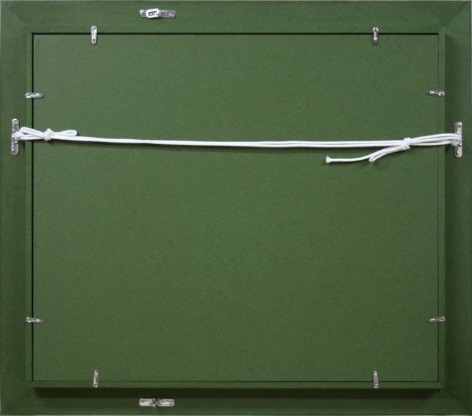 村瀬真治「オホーツク流氷・オーロラの詩」油絵・F8号 額縁裏側画像