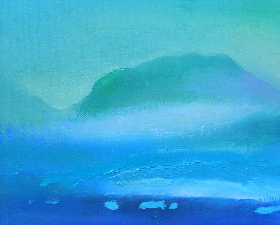 村瀬真治「オホーツク流氷(平仮名サイン)」油絵・F3号 拡大画像1