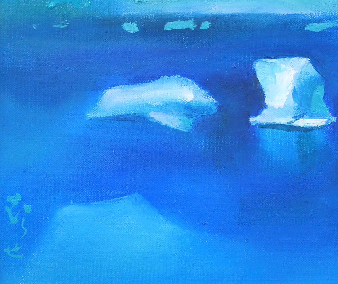 村瀬真治「オホーツク流氷(平仮名サイン)」油絵・F3号 拡大画像3