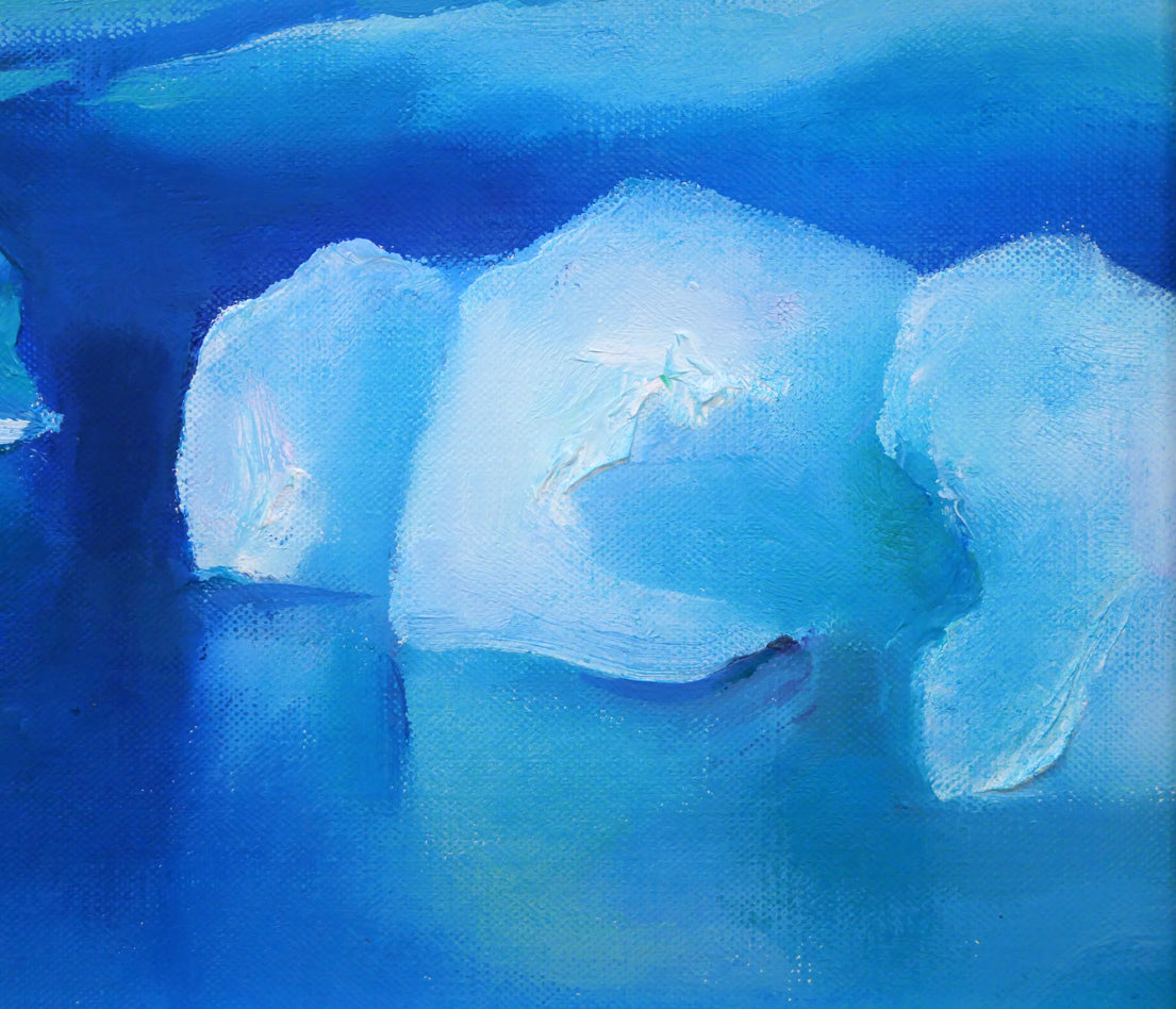 村瀬真治「オホーツク流氷(平仮名サイン)」油絵・F3号 拡大画像4