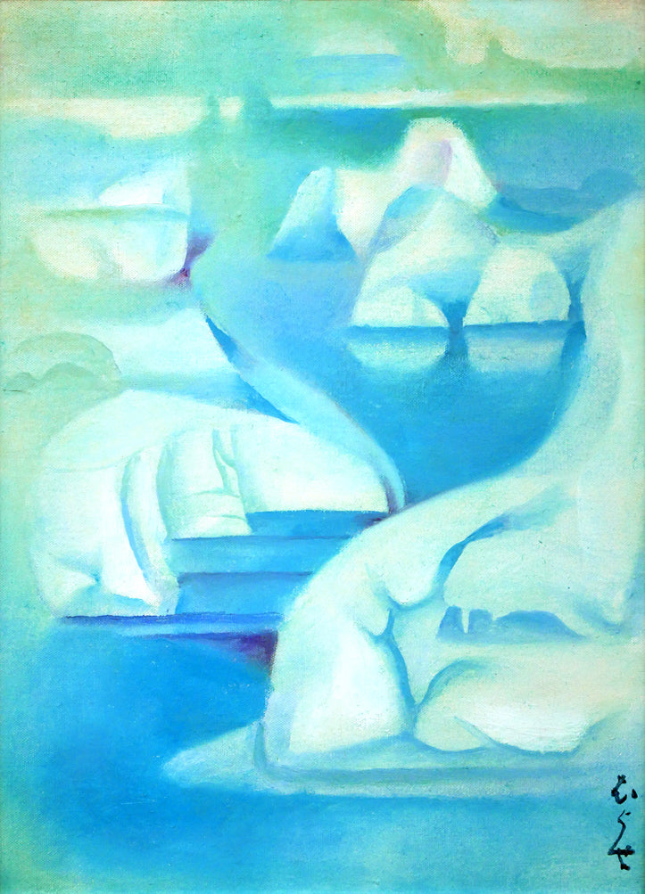 村瀬真治「流氷ファンタジー」油絵・F4号 作品全体拡大画像