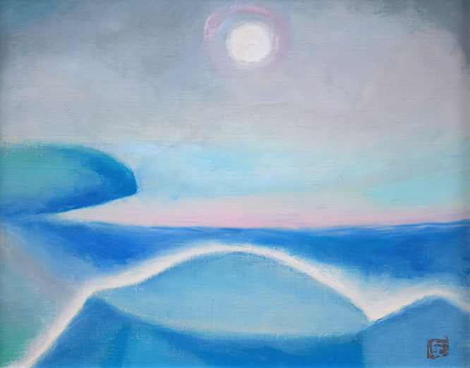 村瀬真治「オホーツク流氷」油絵・F3号 作品全体拡大画像