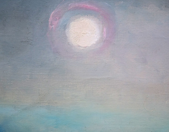 村瀬真治「オホーツク流氷」油絵・F3号 拡大画像1