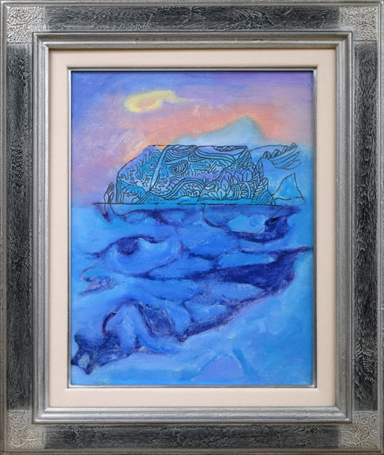 村瀬真治「山映」油絵・F6号