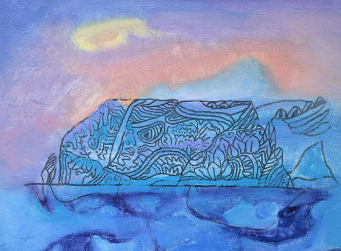 村瀬真治「山映」油絵・F6号 拡大画像1