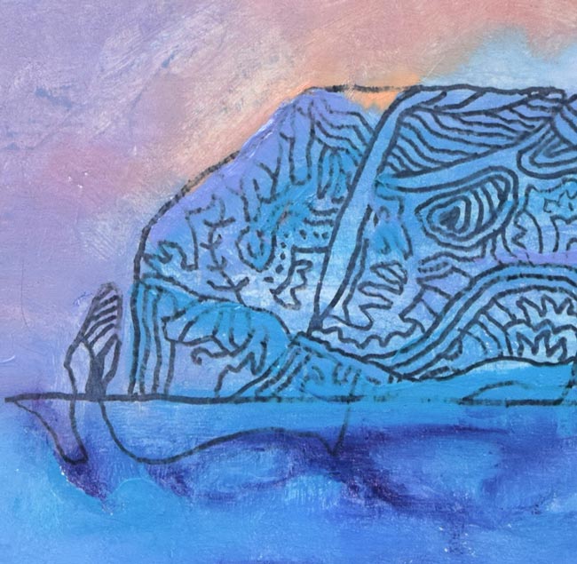 村瀬真治「山映」油絵・F6号 拡大画像3