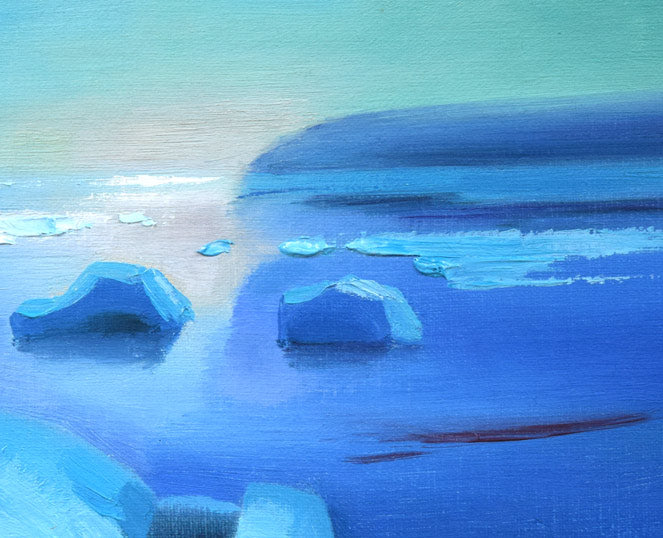 村瀬真治「オホーツク流氷‟しじま”」油絵・F4号 拡大画像2