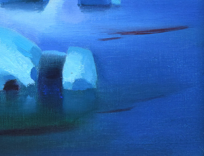 村瀬真治「オホーツク流氷‟しじま”」油絵・F4号 拡大画像4