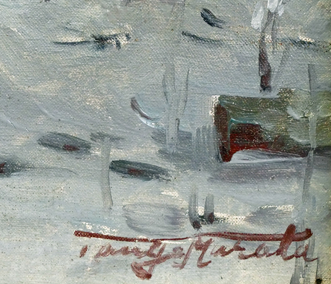 村田丹下「塩谷邸(層雲峡)」油絵・P8号 サイン拡大画像