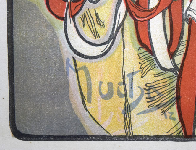 アルフォンス・ミュシャ(Alphonse MUCHA)「イヴァンチッツェでの地方展ポスター」リトグラフ 版上サイン拡大画像