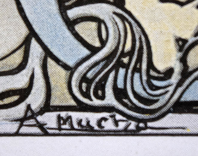 アルフォンス・ミュシャ(Alphonse MUCHA)「イリュストラシオン・クリスマス号挿絵・燭台」オフセット・リトグラフ 版上サイン拡大画像