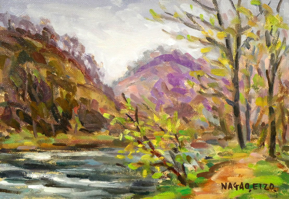 長尾栄三「五月の風景(芽室・新嵐山〈雨山〉)」油絵・SM 作品全体画像