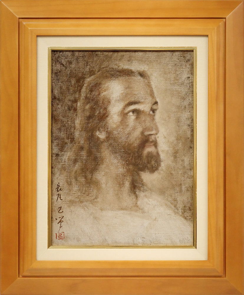 長尾己「イエス・キリスト像」油絵・F4号