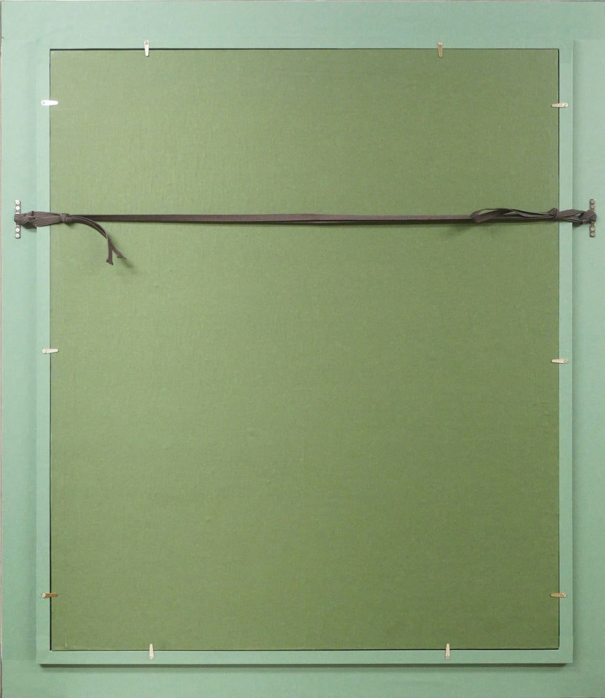 長岡卓「かごのコスモス」油絵・F20号 額縁裏側画像