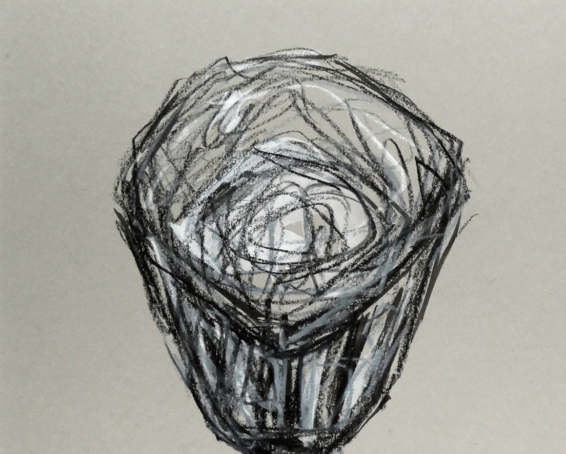 長崎晃子「ぶどうとグラス」パステル画・5号 拡大画像1