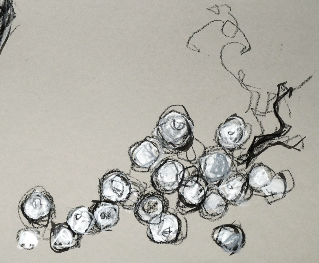 長崎晃子「ぶどうとグラス」パステル画・5号 拡大画像3