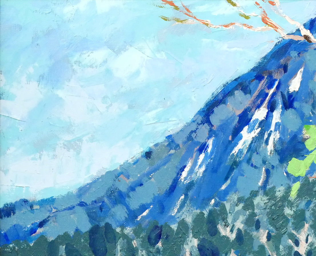 内藤一男「白雲山と然別湖」油絵・F8号 拡大画像1