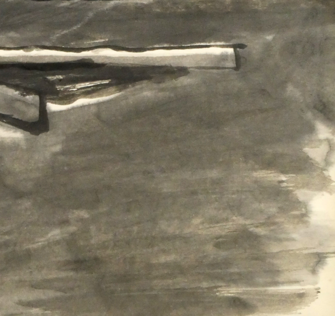 中川一政「港」水墨画(20.8×20cm) 拡大画像4