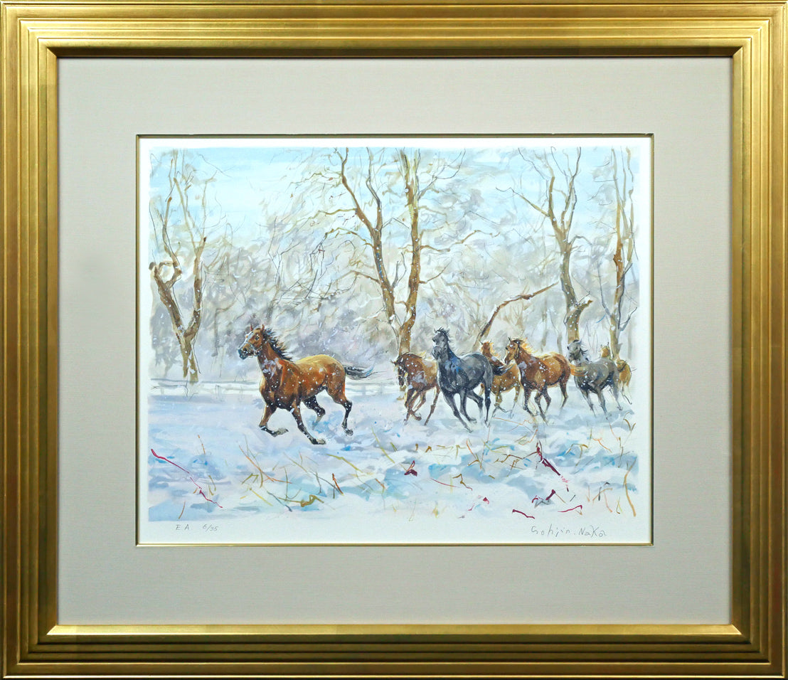 中畑艸人「風花(冬)」リトグラフ