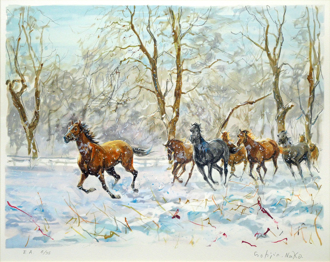 中畑艸人「風花(冬)」リトグラフ 作品全体画像