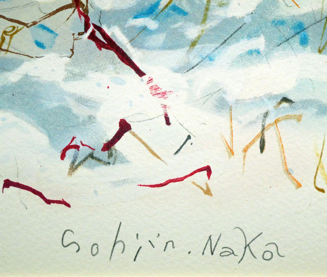 中畑艸人「風花(冬)」リトグラフ 本人直筆鉛筆サイン