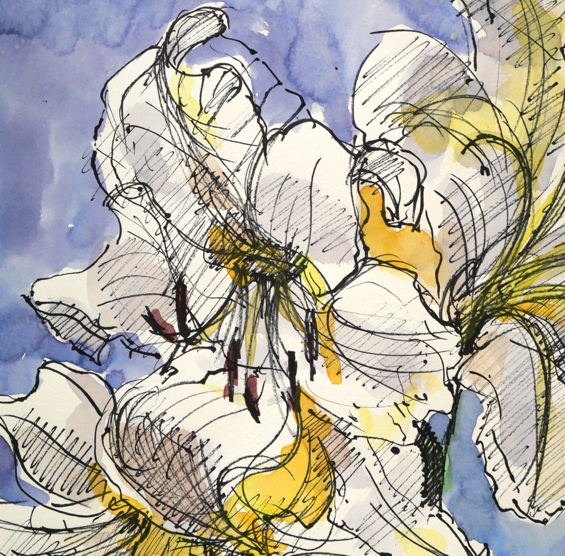 仲平哲也「カサブランカ」水彩画・4号 拡大画像2