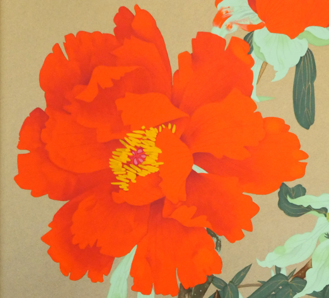 中島千波「寒緋牡丹」リトグラフ 拡大画像4