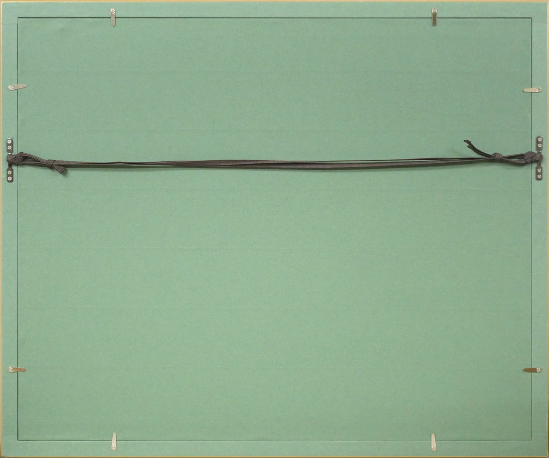 中島千波「紅白富貴花(牡丹)」木版画 額縁裏側画像