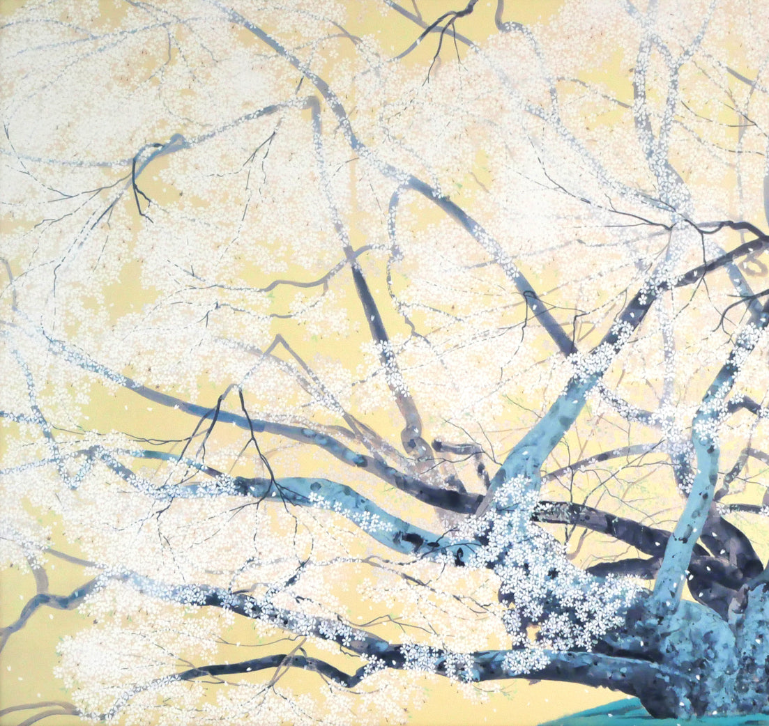 中島千波「素桜神社の神代櫻」岩絵具方式複製画 拡大画像1