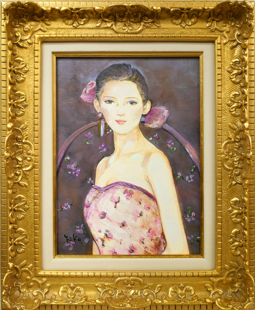 中島裕子「やさしい華」油絵・F4号