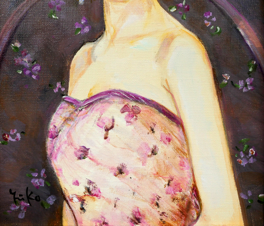 中島裕子「やさしい華」油絵・F4号 拡大画像2