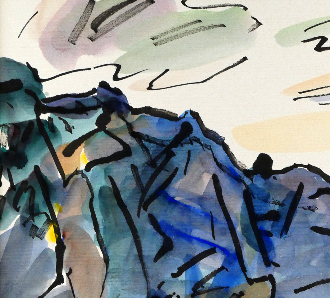 中本昭平「北海道・積丹の海」水彩画・色紙 拡大画像1