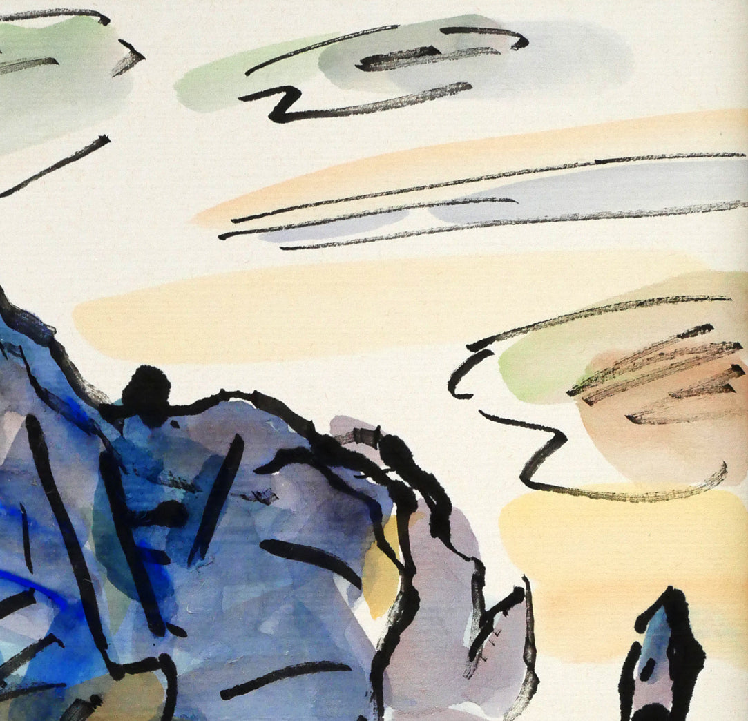 中本昭平「北海道・積丹の海」水彩画・色紙 拡大画像2