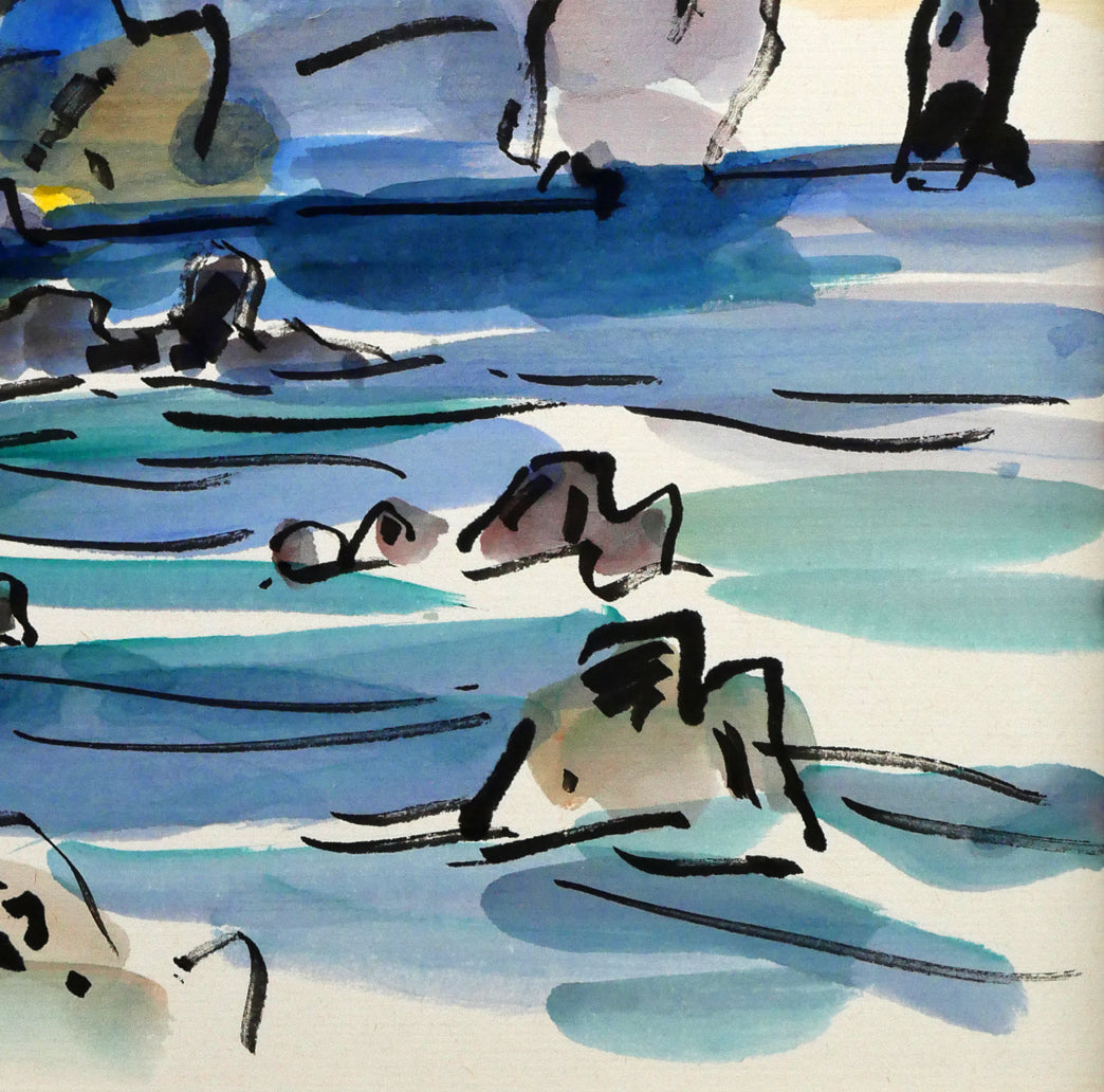 中本昭平「北海道・積丹の海」水彩画・色紙 拡大画像5