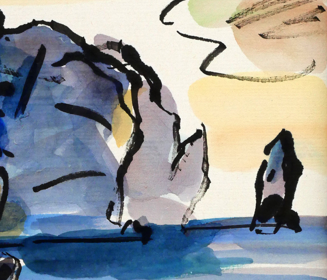 中本昭平「北海道・積丹の海」水彩画・色紙 拡大画像3