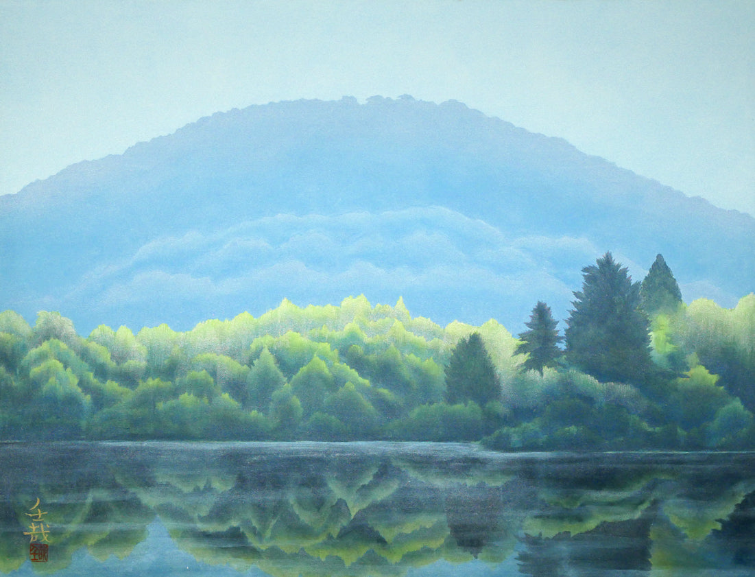 中村壬哉「春の麓」日本画・P10号 作品全体画像