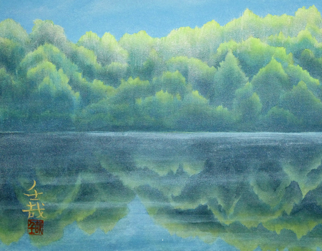 中村壬哉「春の麓」日本画・P10号 拡大画像3