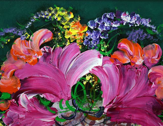 中村政己「花」油絵・F4号 拡大画像2