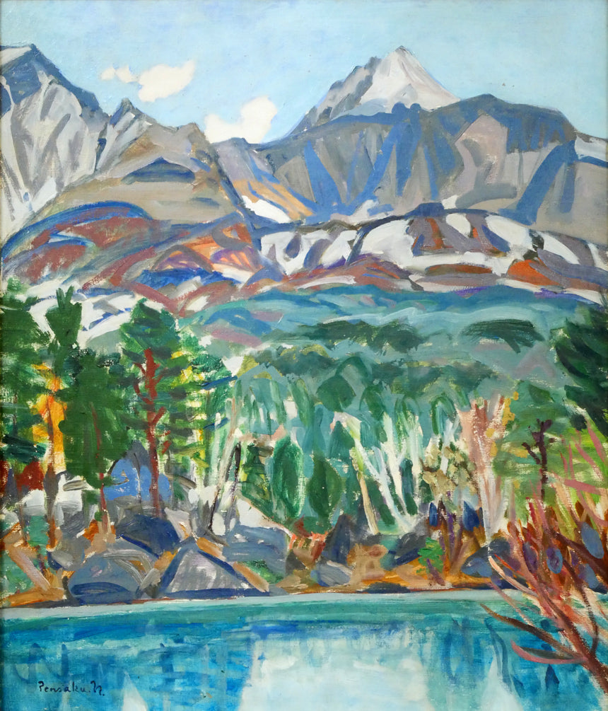 中村善策「磐梯高原(裏磐梯と五色沼)」油絵・F10号 作品全体拡大画像