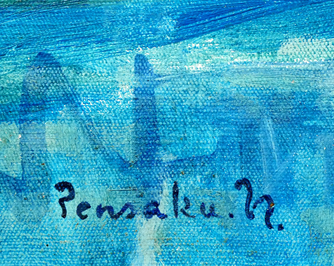 中村善策「磐梯高原(裏磐梯と五色沼)」油絵・F10号 サイン拡大画像