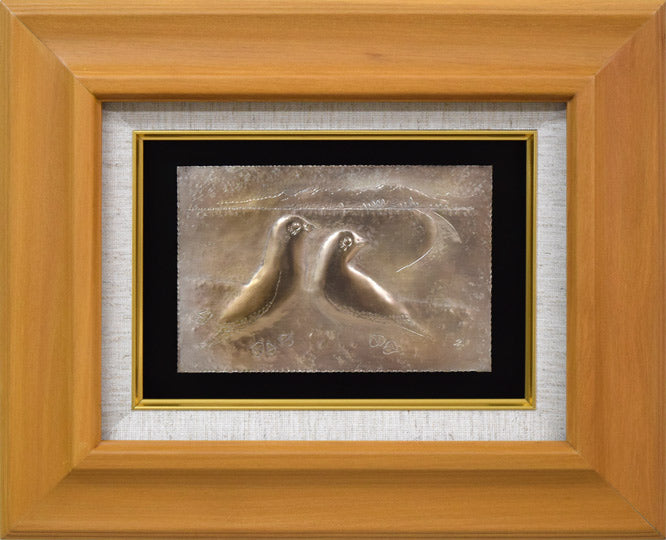 中村矢一「出発(たびだち)」彫金レリーフ額装作品