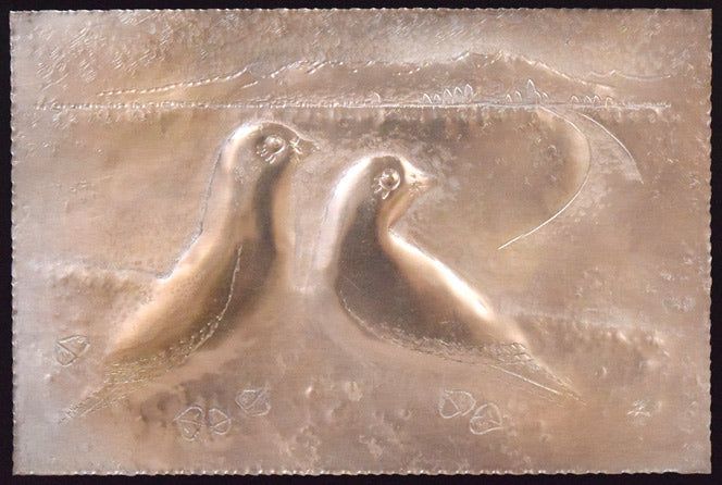 中村矢一「出発(たびだち)」彫金レリーフ額装作品 作品全体拡大画像