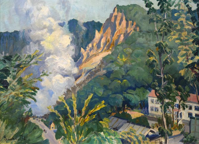 中村善策「地獄谷風趣(登別)」油絵・P20号 作品全体拡大画像