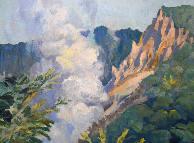 中村善策「地獄谷風趣(登別)」油絵・P20号 拡大画像1