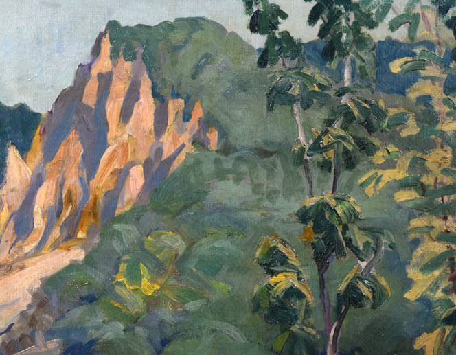 中村善策「地獄谷風趣(登別)」油絵・P20号 拡大画像2