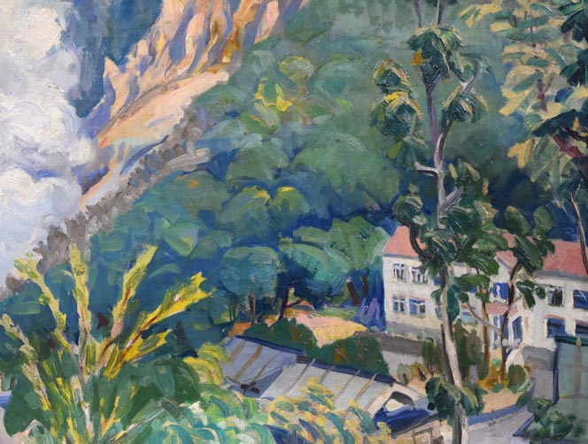 中村善策「地獄谷風趣(登別)」油絵・P20号 拡大画像5