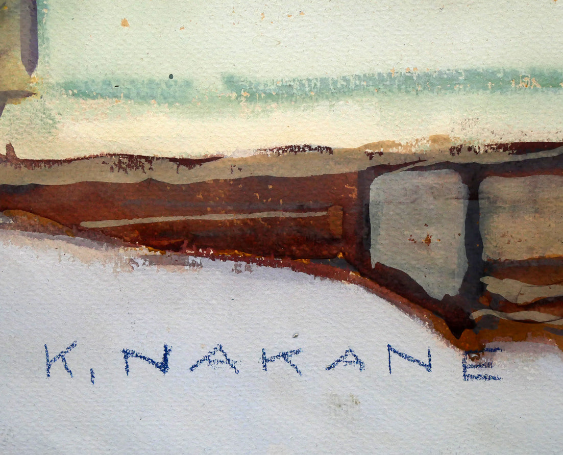 中根光一「中根邸付近(札幌)」水彩画・10号 サイン拡大画像